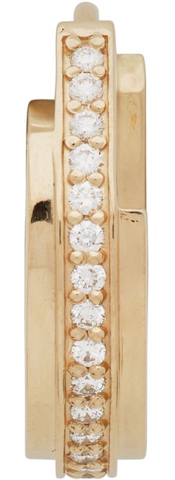 Annette Welander Gold & Diamond Sequential Hoop Earring