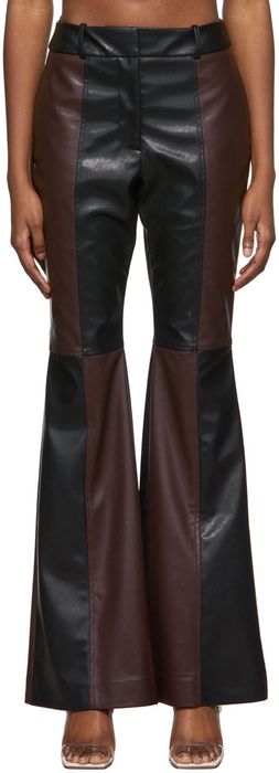 Yuzefi Black & Burgundy Flare Colorblocked Trousers