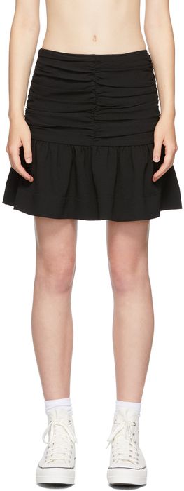 GANNI Black Heavy Crepe Miniskirt