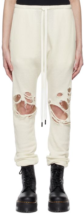 R13 Off-White Shredded Knee Lounge Pants