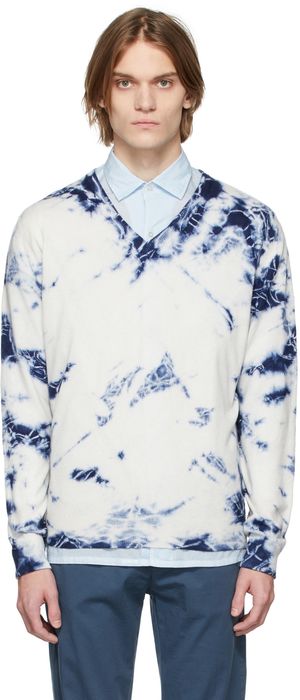 Massimo Alba Off-White & Blue Cashmere Ninni Sweater