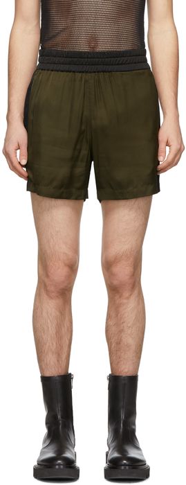 Dries Van Noten Khaki Colorblocked Elastic Waist Shorts