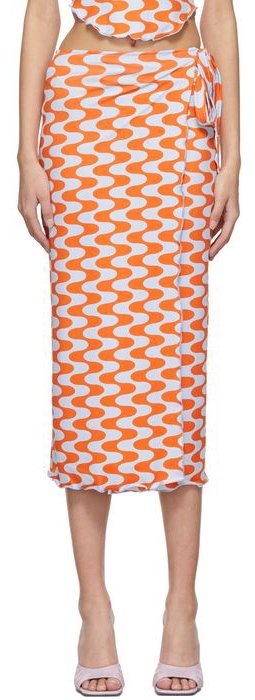 FENSI SSENSE Exclusive Orange & Blue 'Waves' Skirt