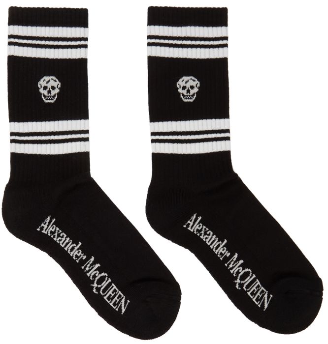 Alexander McQueen Black Skull Sports Socks