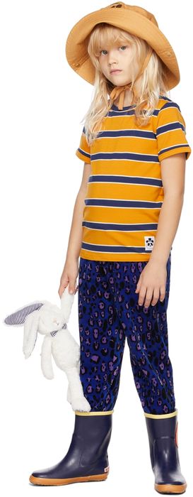 Mini Rodini Kids Orange & Navy Stripe T-Shirt