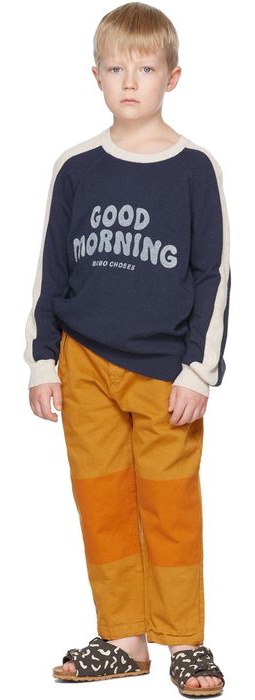 Bobo Choses Kids Navy & Off-White Good Morning Sweater