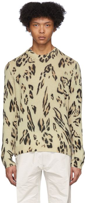 Moncler Genius 2 Moncler 1952 Beige Cashmere Leopard Sweater