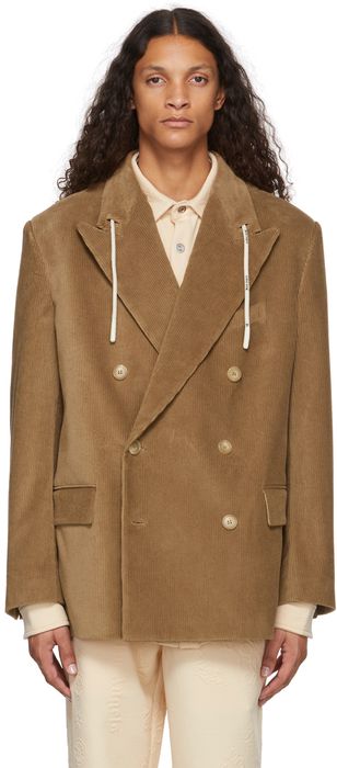 Palm Angels Brown Double-Breasted Blazer