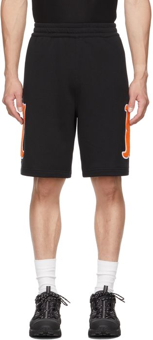 Burberry Black Cotton Letter Graphic Shorts