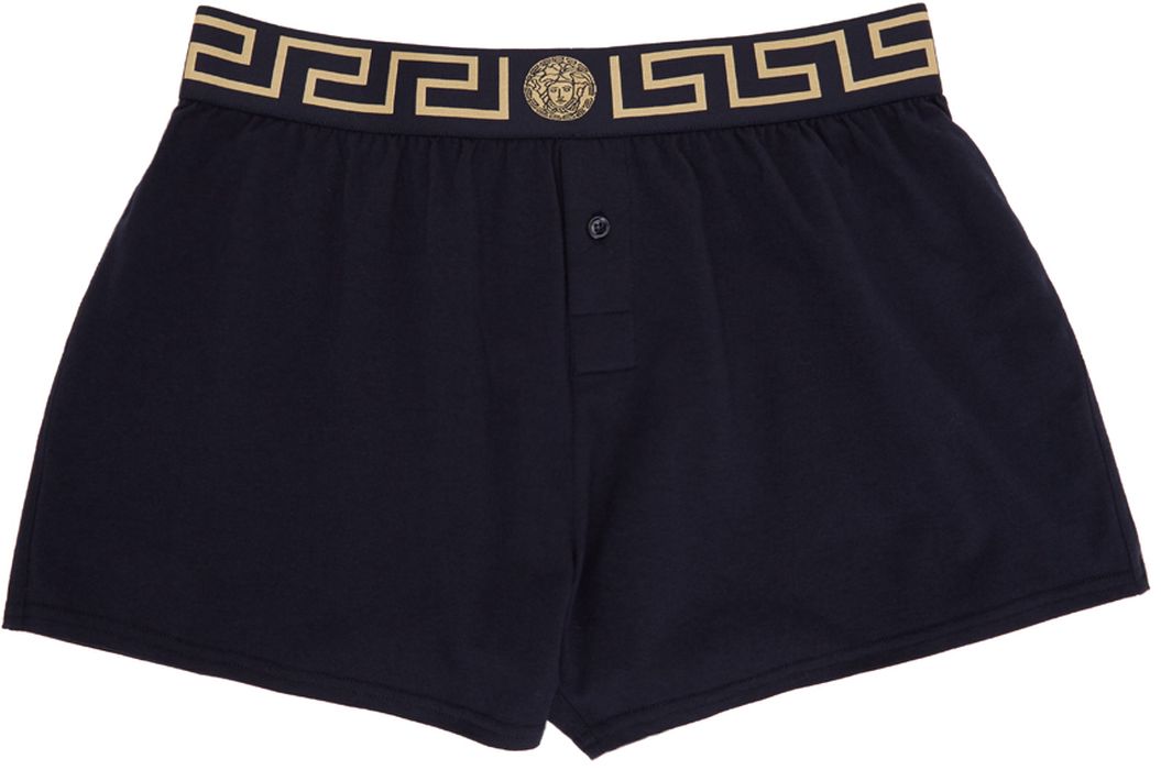 Versace Underwear Navy Greca Border Boxers