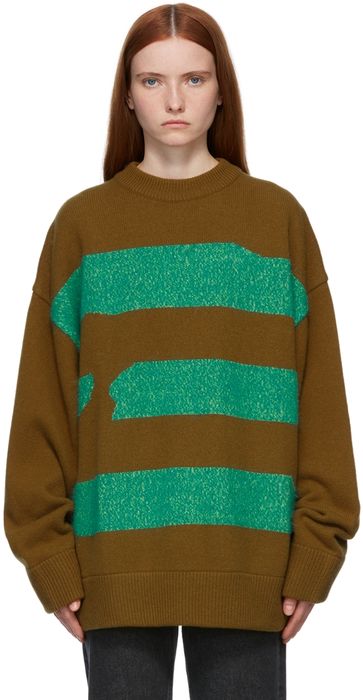 ADER error Brown Crooked Stripe Sweater