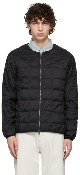 TAION Black Crewneck Zip Down Jacket