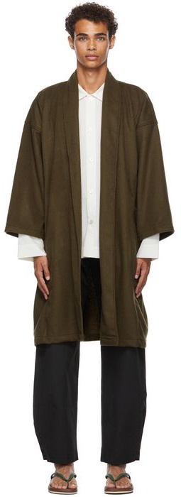 Naked & Famous Denim SSENSE Exclusive Green Shaggy Overcoat