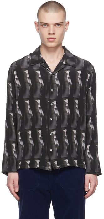 Serapis Black Seabird Silk Shirt