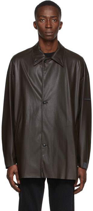 N.Hoolywood Brown Faux-Leather Jacket
