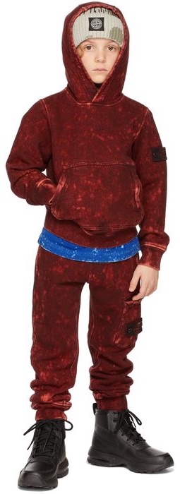 Stone Island Junior Kids Burgundy Overdyed Hoodie