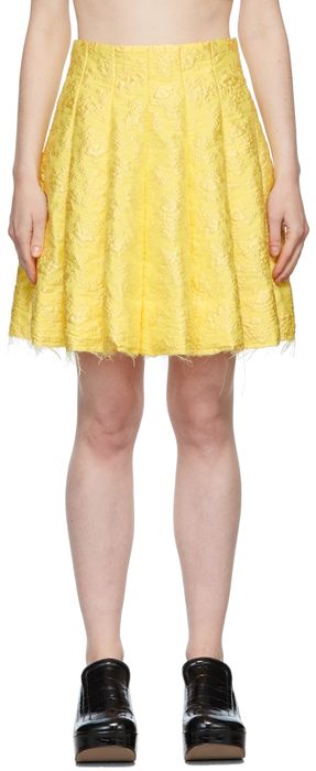 Shushu/Tong Yellow Jacquard Pleated Mini Skirt
