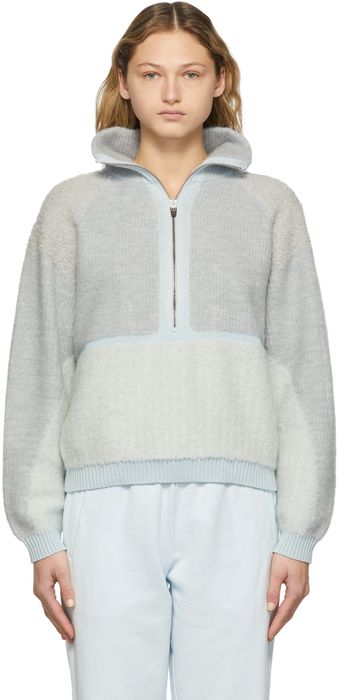 Y-3 Blue Winter Half-Zip Sweater