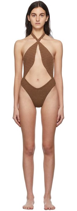 Akoia SSENSE Exclusive Brown Riu One-Piece Swimsuit