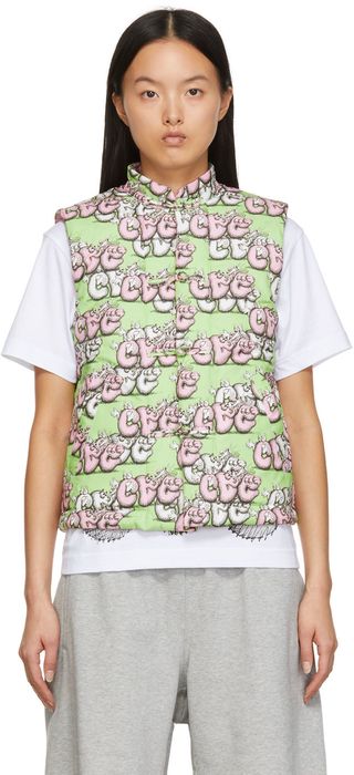 Comme des Garçons Shirt Green & Pink Kaws Edition Padded Vest