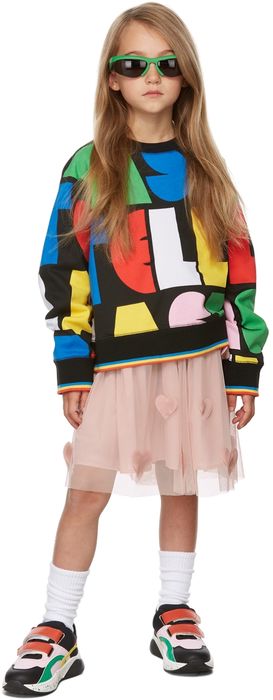 Stella McCartney Kids Black & Multicolor 'Stella' Oversize Sweatshirt