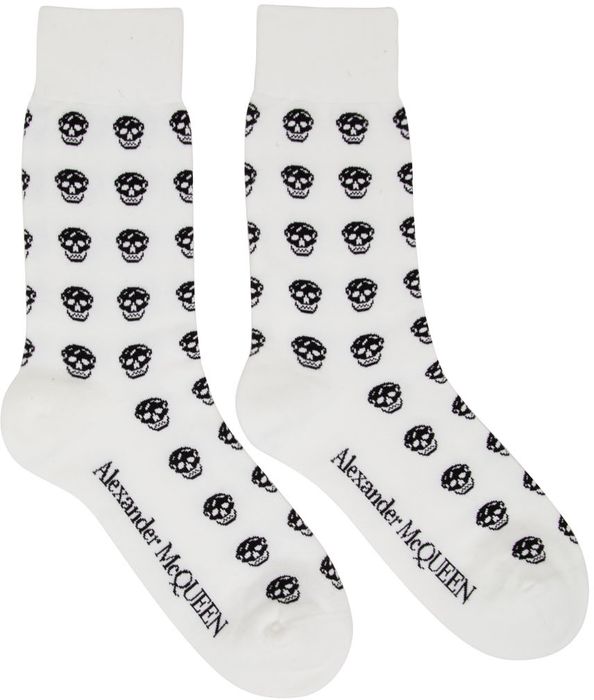 Alexander McQueen White & Black Short Skull Socks