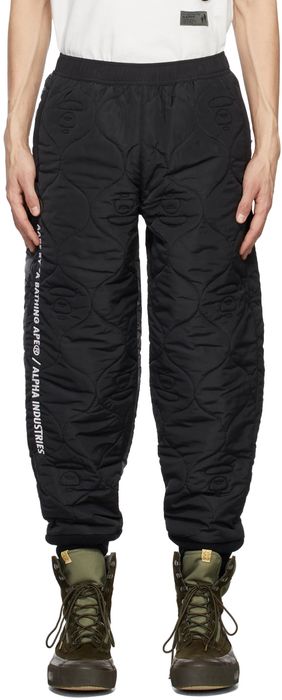 AAPE by A Bathing Ape Black Alpha Industries Edition Quilted Logo Lounge Pants