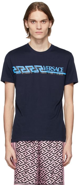 Versace Navy 'La Greca' T-Shirt
