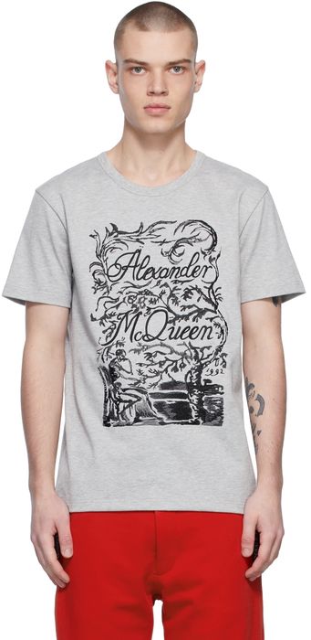 Alexander McQueen Grey Embroidered T-Shirt