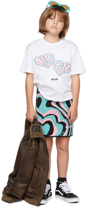 MSGM Kids Kids Black & Blue Jacquard Logo Swirl Skirt