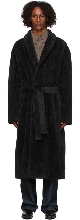 Lemaire Black Alpaca Bathrobe Coat