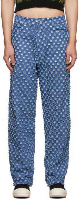 Ashley Williams Blue Shredded Denim Baggy Jeans