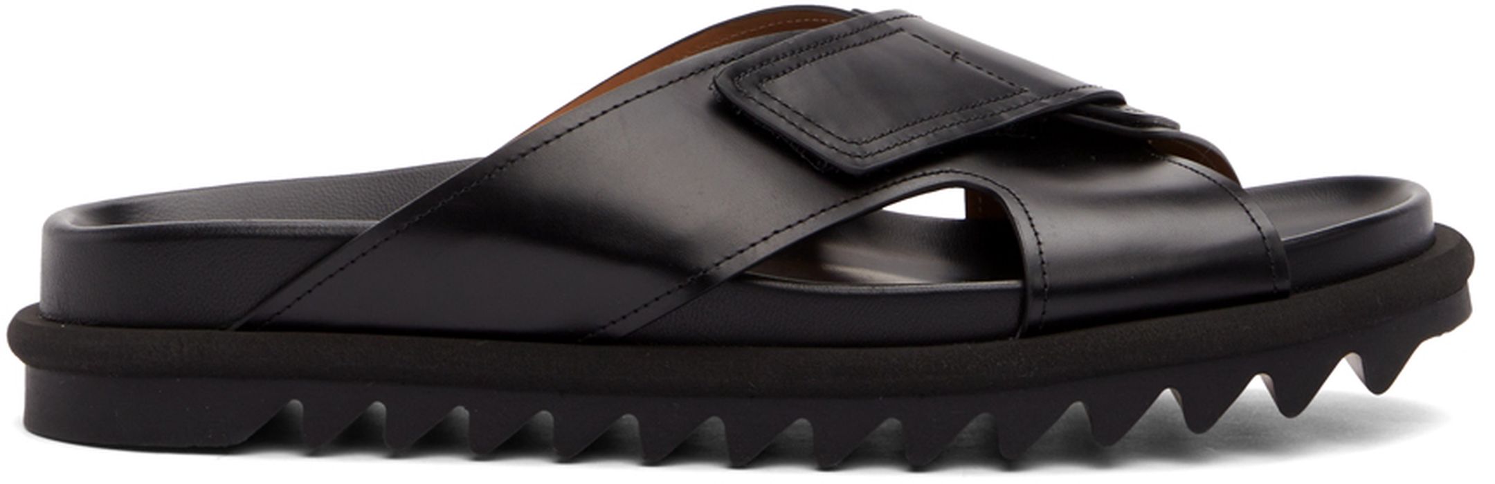 Dries Van Noten Black Leather Criss-Cross Sandals