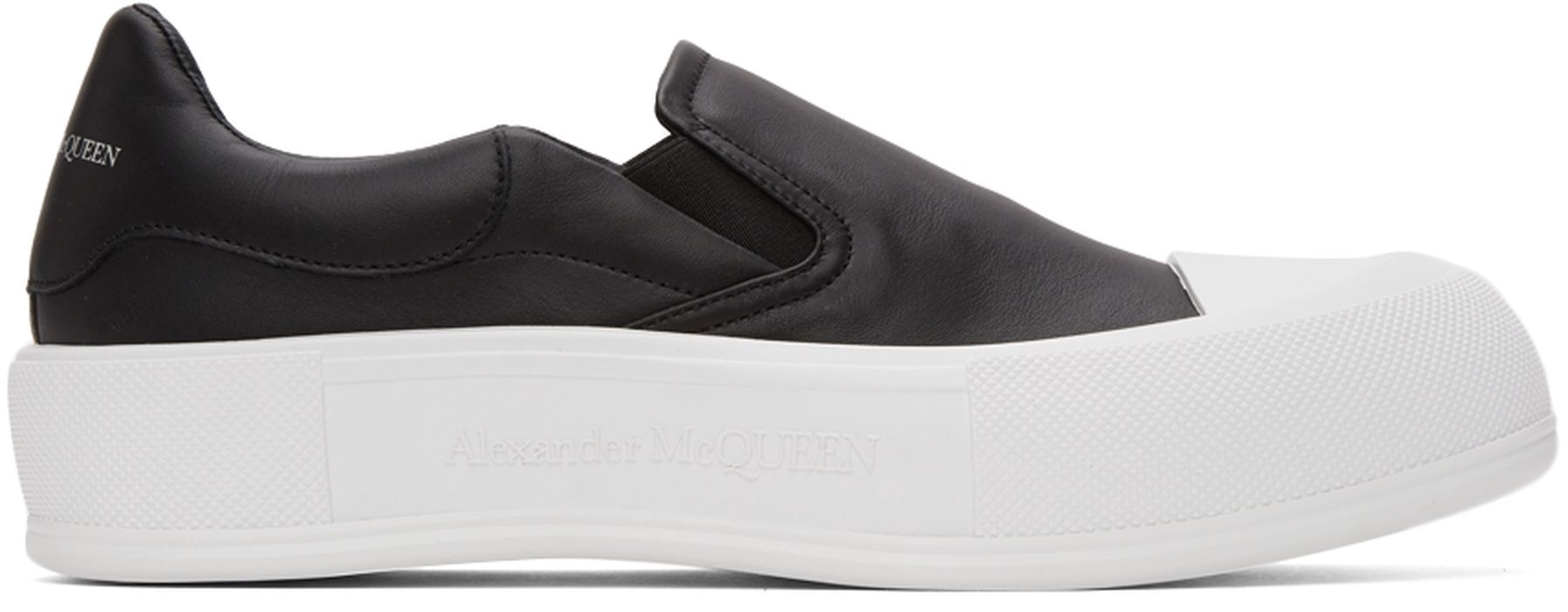 Alexander McQueen Black & White Plimsoll Slip-On Sneakers