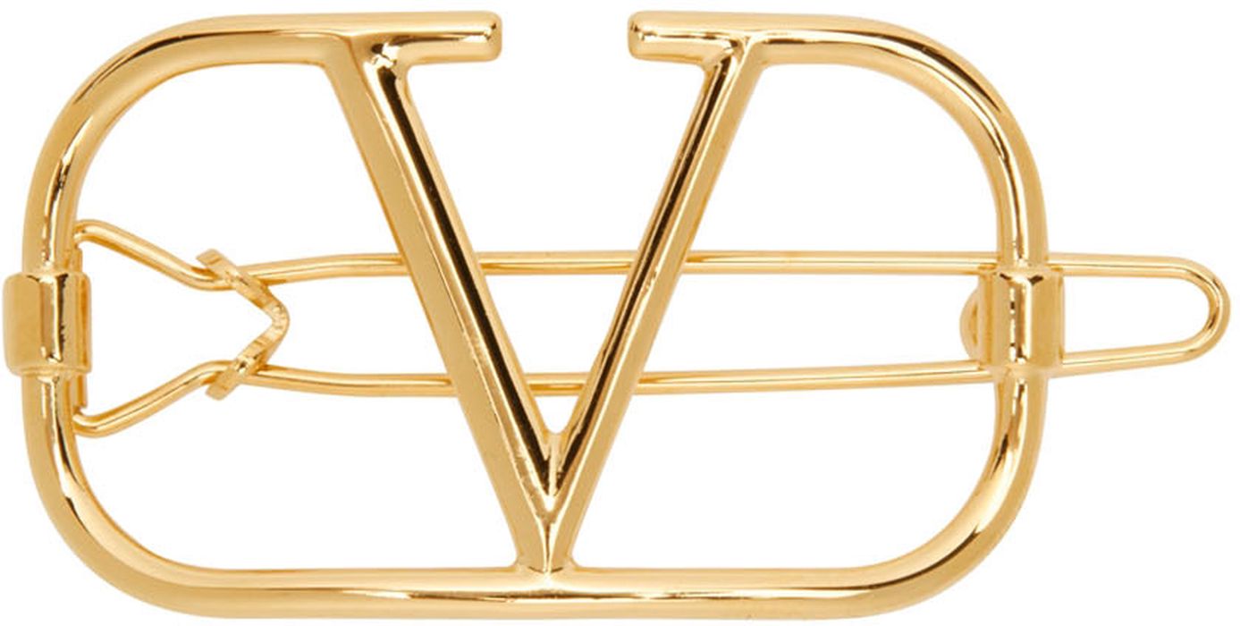 Valentino Garavani Gold VLogo Hair Clip