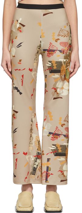 ELLISS SSENSE Exclusive Beige Ditsy Floral Cut-Out Trousers
