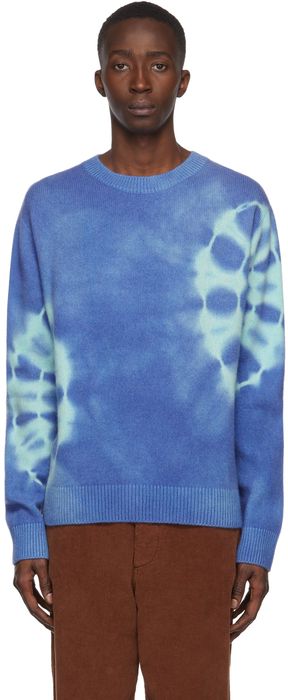 The Elder Statesman Blue Spiral City Simple Sweater