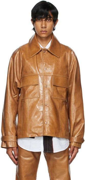 Bianca Saunders Tan Leather Barlon Jacket