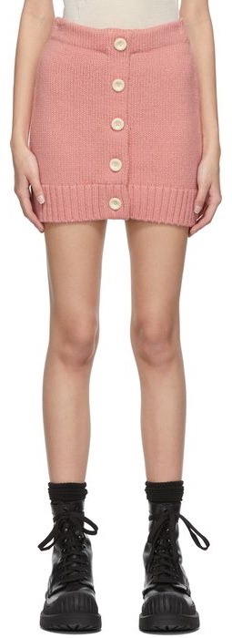 Acne Studios Pink Textured Wool Short Skirt
