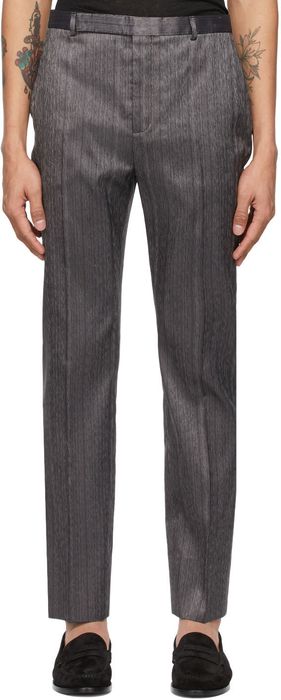 Saint Laurent Grey Flammé Shantung Trousers