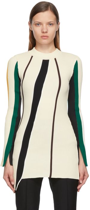 AMBUSH Off-White Ribbed Striped Dress