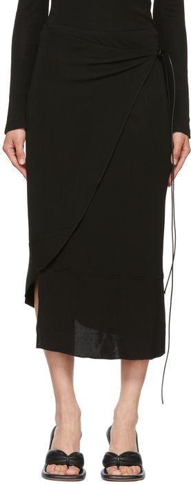Helmut Lang Black Wrap Mid-Length Skirt