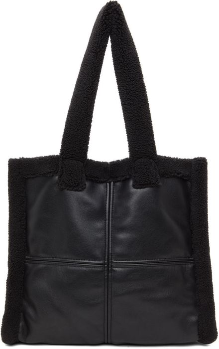 Stand Studio Black Faux-Shearling Large Lola Tote