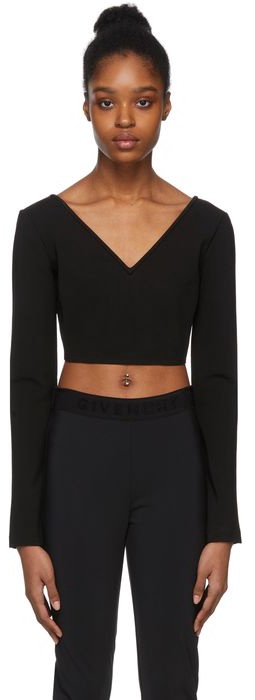 Givenchy Black Cropped V-Neck Sweater
