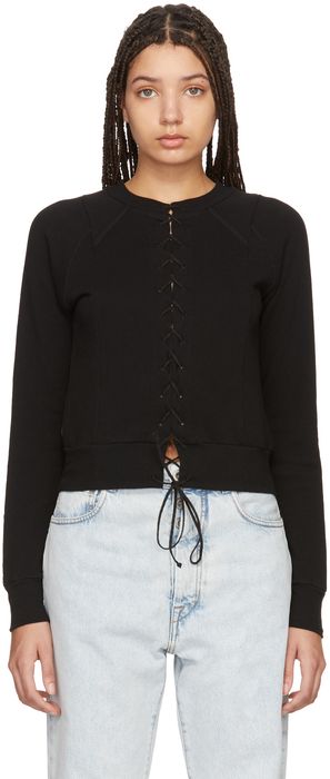 Unravel Black Lace-Up Sweatshirt