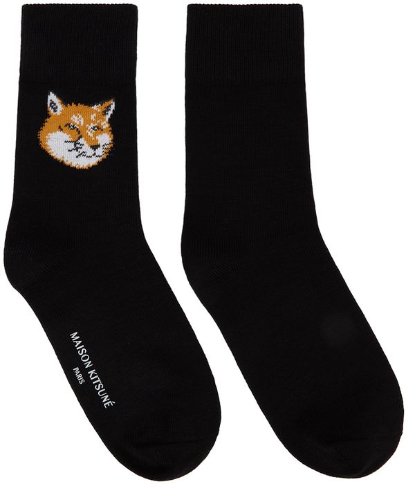 Maison Kitsuné Black Fox Head Socks