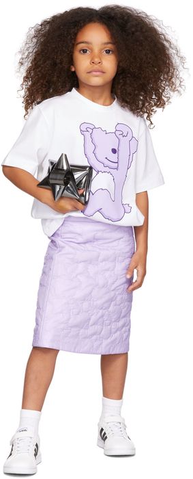 CRLNBSMNS Kids White & Purple Bear Print T-Shirt
