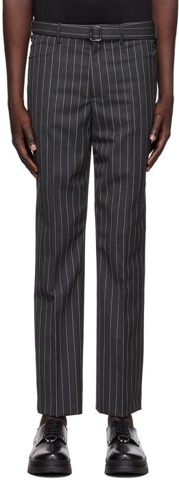 Neil Barrett Grey Wool Striped Trousers