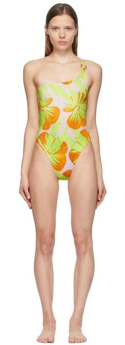 Louisa Ballou Pink & Green New One-Piece Swimsuit