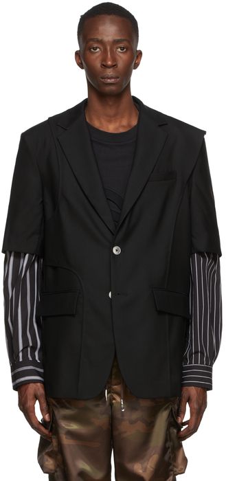 Feng Chen Wang Black Short Sleeve Blazer